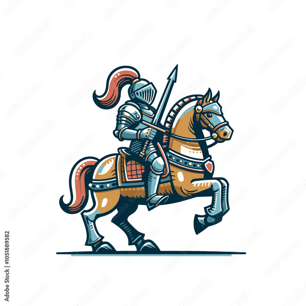 retro cartoon knight on a horse isolated vector illustration retro cartoon knight on a horse isolated vector illustration
