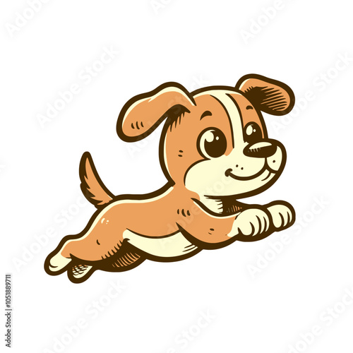 retro cartoon Agility training dog. isolated Vector illustration	
