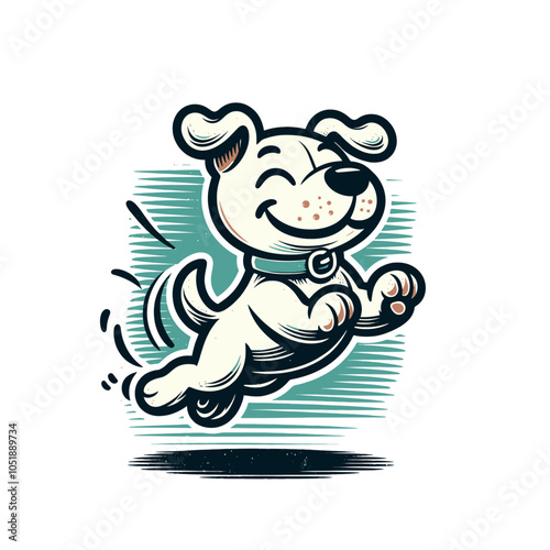 retro cartoon Agility training dog. isolated Vector illustration	
