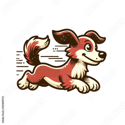 retro cartoon Agility training dog. isolated Vector illustration	
