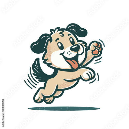 retro cartoon Agility training dog. isolated Vector illustration	
