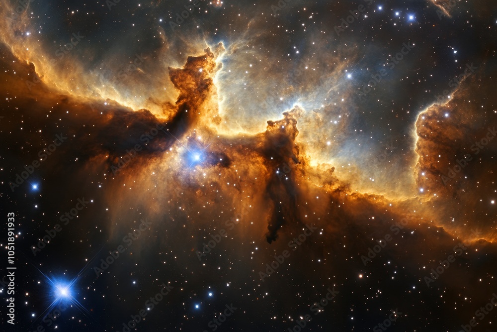 Fototapeta premium A Stunning Cosmic Nebula Capturing the Majesty of the Universe Amidst Twinkling Stars and Glowing Gas Clouds in Vastness