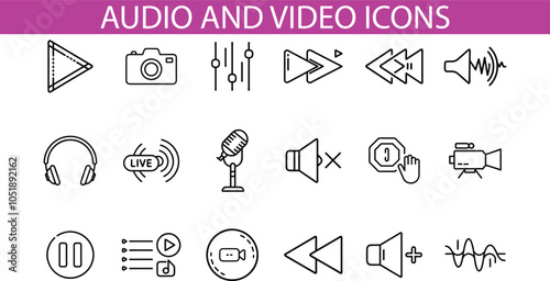 Audio Video Icons Multimedia Design Elements