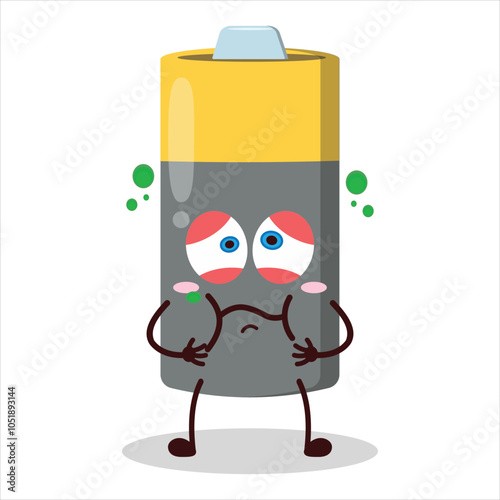 cute sick expression of battery character