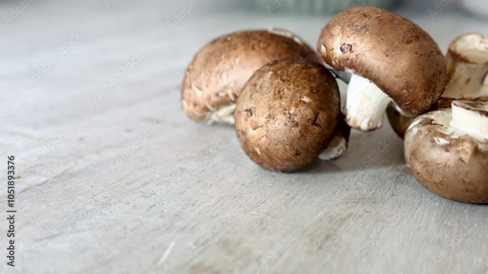 Fresh champignon mushrooms on the table. Fresh champignon mushrooms on the table.