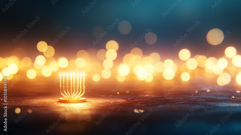 Fototapeta premium A beautiful display of glowing candles with a blurred background, creating a warm and inviting atmosphere for celebrations.