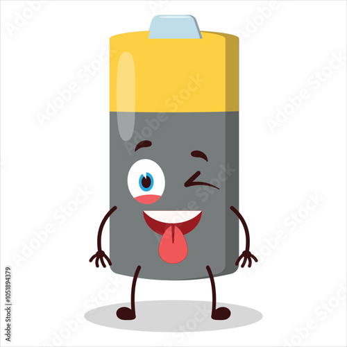 cute teased expression of battery character