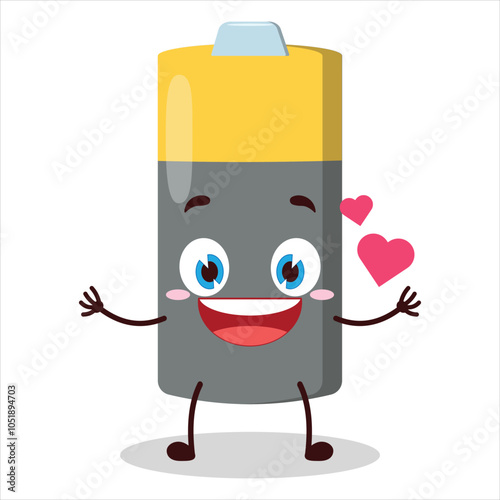 cute fall in love expression of battery character