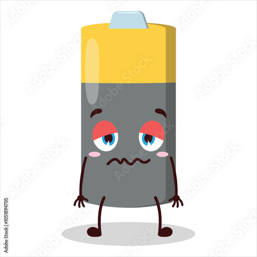 cute grumpy expression of battery character