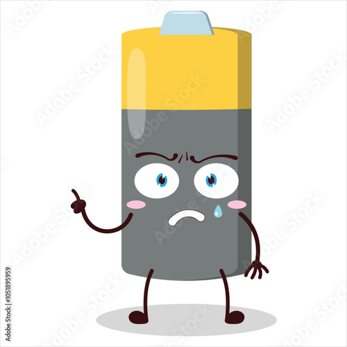 cute weird expression of battery character