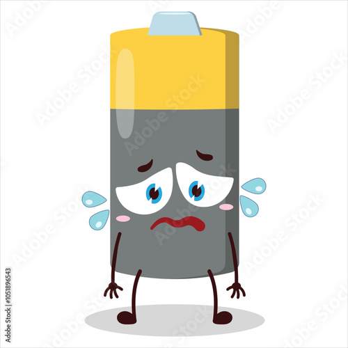 cute depressed expression of battery character