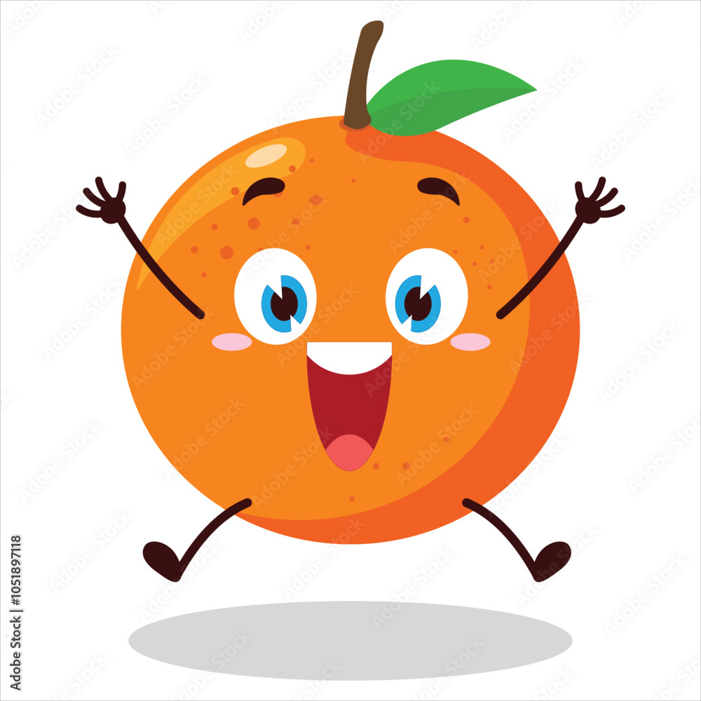 cute celebration jump expression of orange character cute celebration jump expression of orange character
