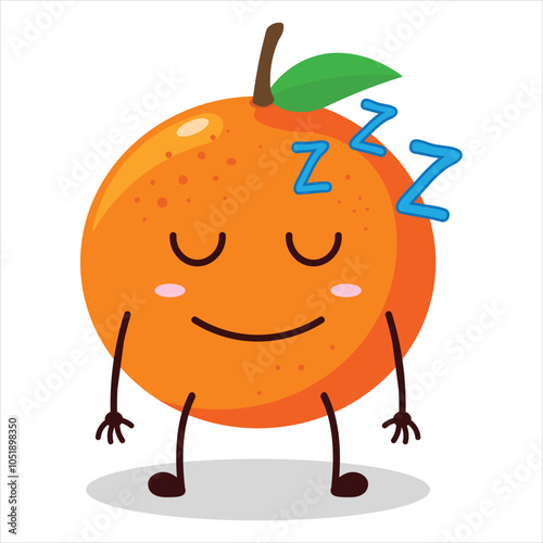 cute sleep expression of orange character