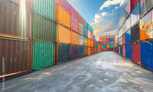 Wallpaper Mural Rows of cargo containers in a shipping yard Torontodigital.ca