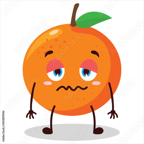 cute grumpy expression of orange character