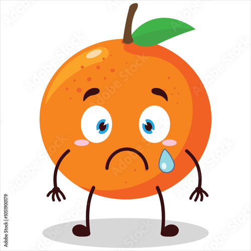 cute nervous expression of orange character