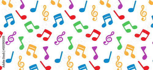 colorful music notes tone seamles pattern background melody