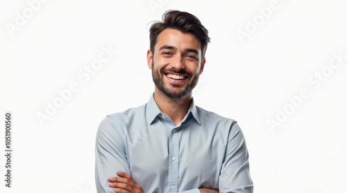 Professional Business Portrait: Diverse Headshot of Happy Professional in Business Attire Isolated on White Background