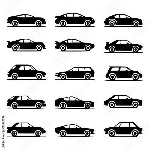 Set of various car sorted by classes