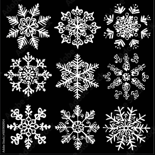 Intricate Snowflake Vector Sticker, Unique Winter Design Element