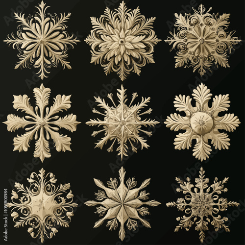 Intricate Snowflake Vector Sticker, Unique Winter Design Element