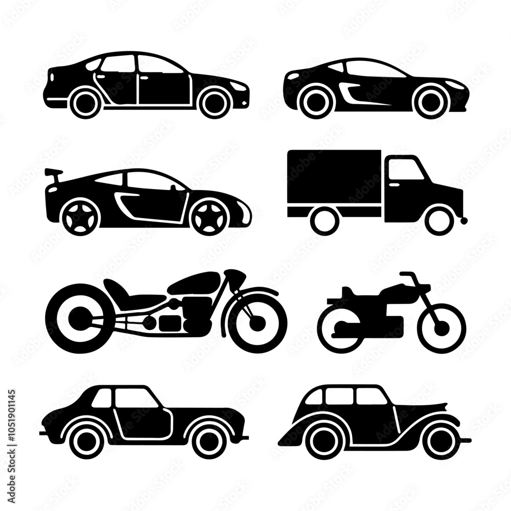 Naklejka premium set of car icon illustration isolated in white background