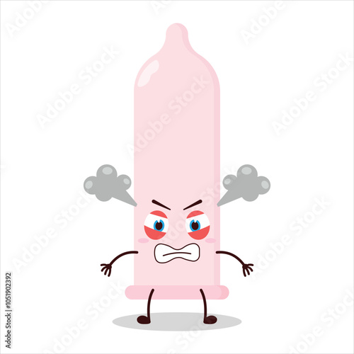cute furious expression of condom character