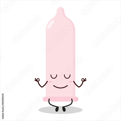 cute yoga expression of condom character