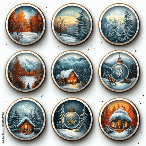 Whimsical Snow Globe Die Cut Vinyl Set