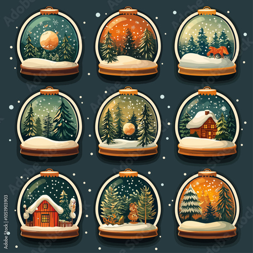 Whimsical Snow Globes Die-Cut Vinyl Set