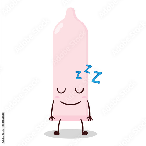 cute sleep expression of condom character