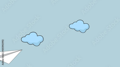 paper airplanes fly in the sky. image of sent letters, messages. 4K video illustration.