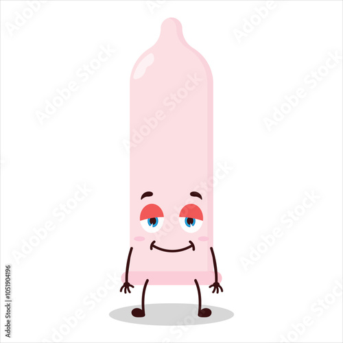 cute lazy expression of condom character