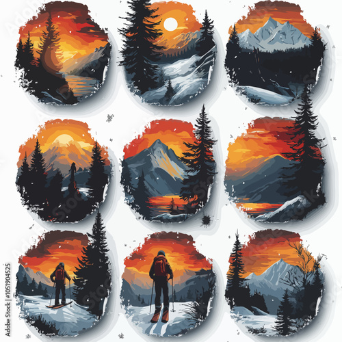 Skiers & Snowboarders Die-Cut Vinyl Stickers