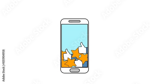 social life. dependence on social approval. likes, stars, hearts. 4K video illustration.