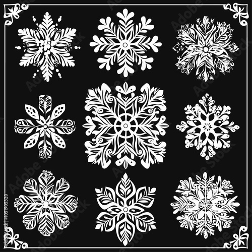 Intricate Snowflake Die Cut Vinyl Design Vector Graphic