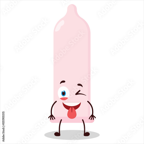 cute teased expression of condom character