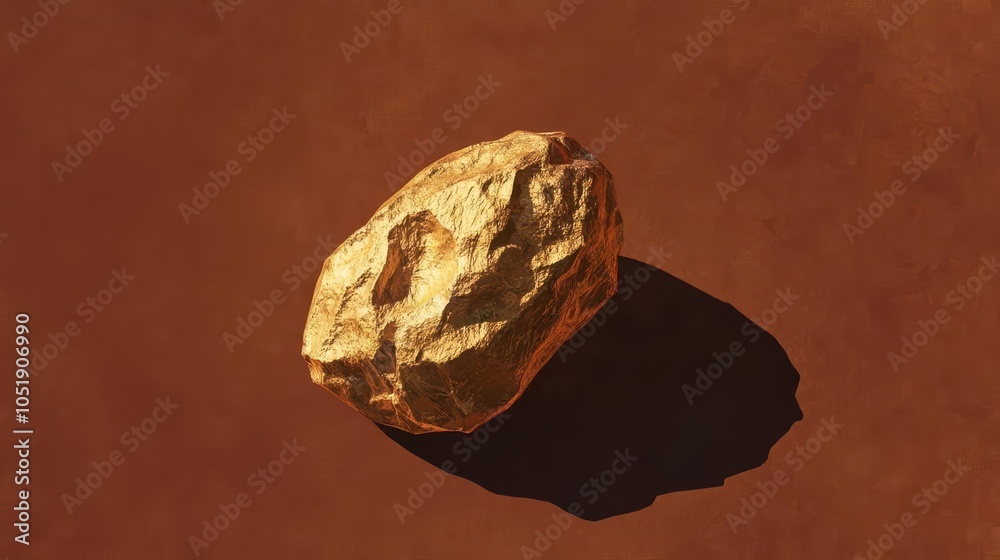 Naklejka premium A gold nugget on a rich brown background