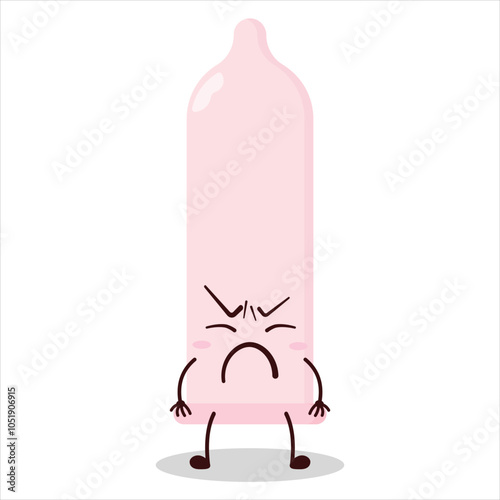 cute annoyed expression of condom character