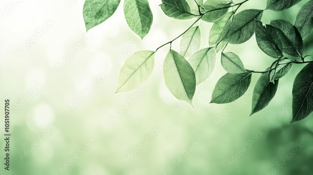 Fototapeta premium Green Leaves on a Blurred Background