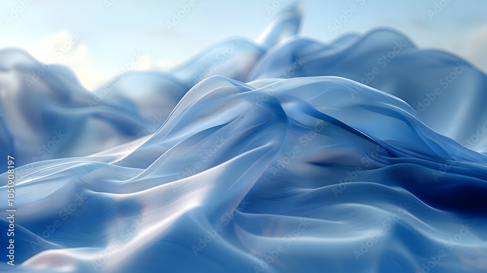 Obraz premium Abstract Blue Fabric Waves Background Illustration