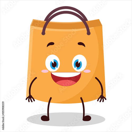 cute happy expression of shopping bag character