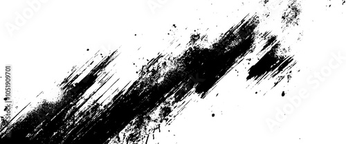 Vector abstract brushstroke with black Ink splashes design
