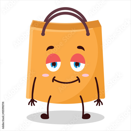 cute lazy expression of shopping bag character