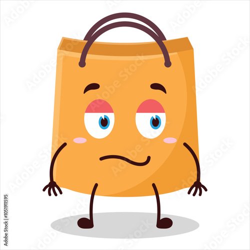 cute silent expression of shopping bag character