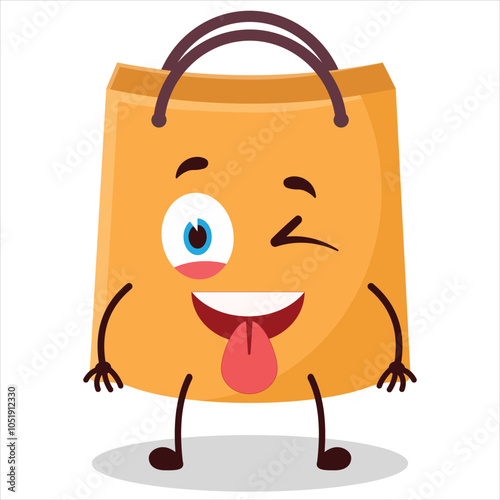 cute teased expression of shopping bag character