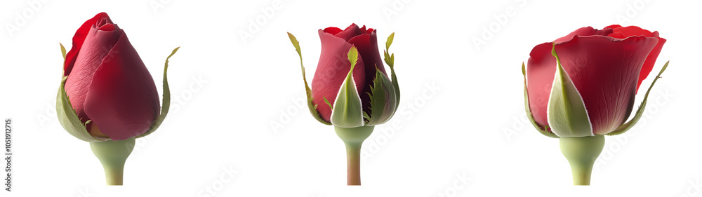 Fototapeta premium Red rose flower buds isolated