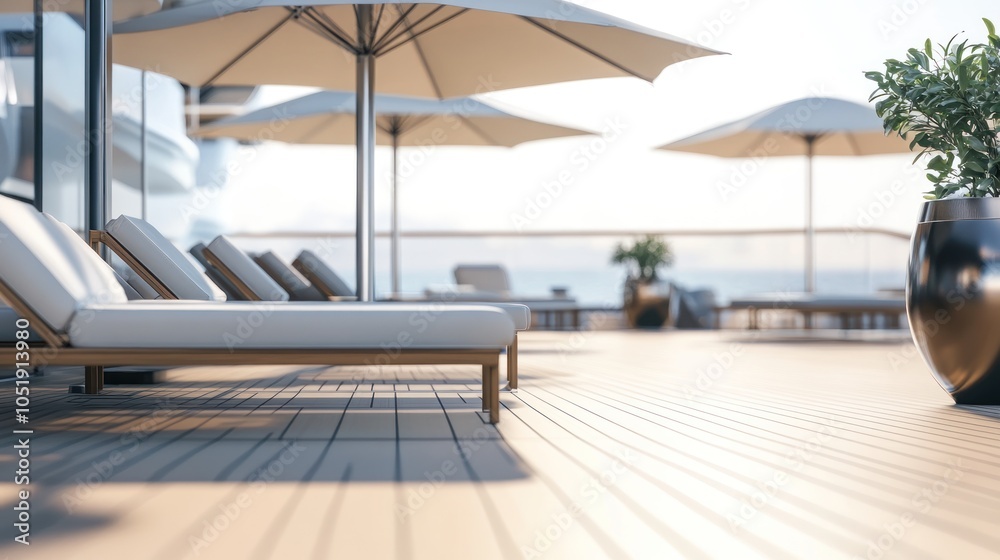 Fototapeta premium Luxury Yacht Deck with Loungers