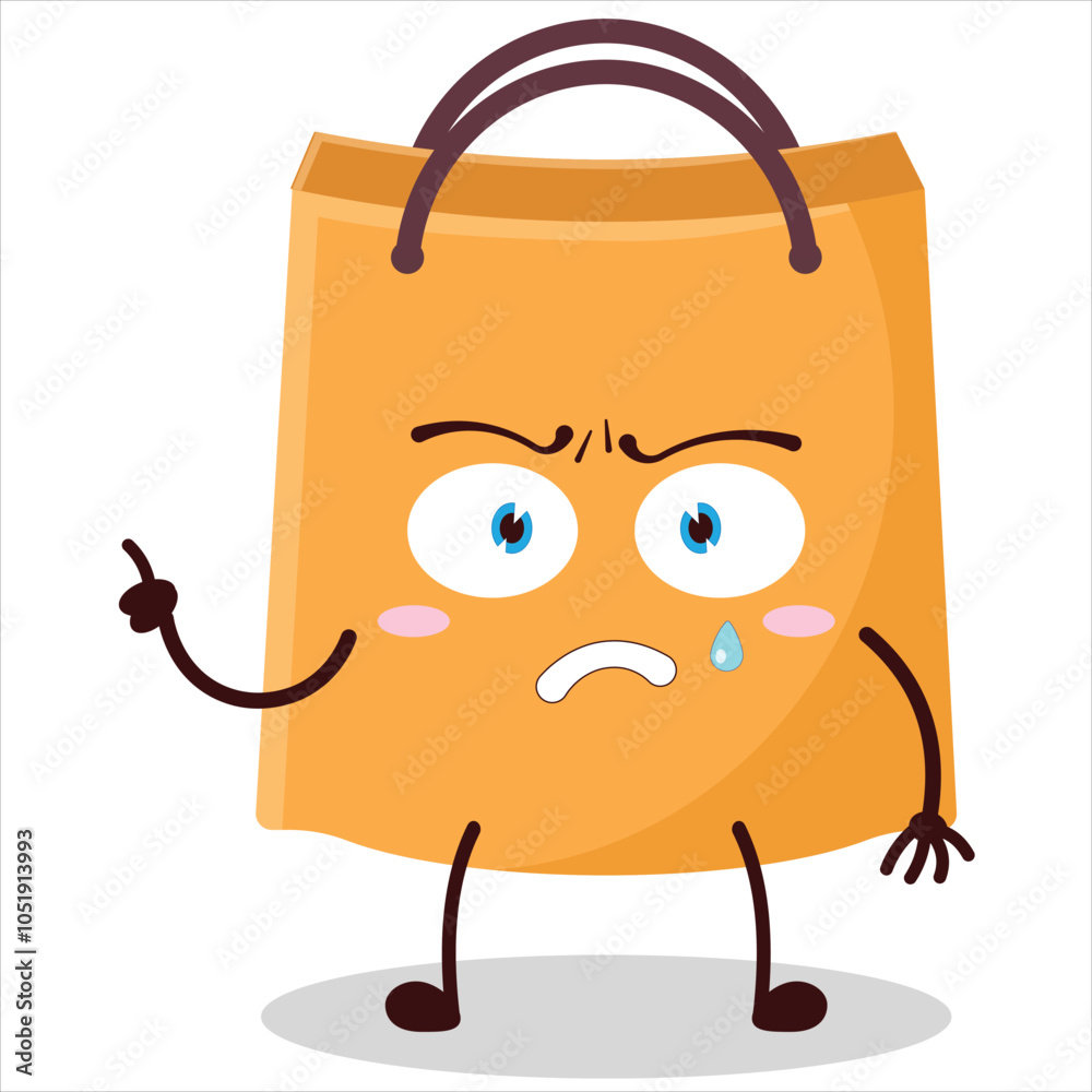 cute weird expression of shopping bag character cute weird expression of shopping bag character