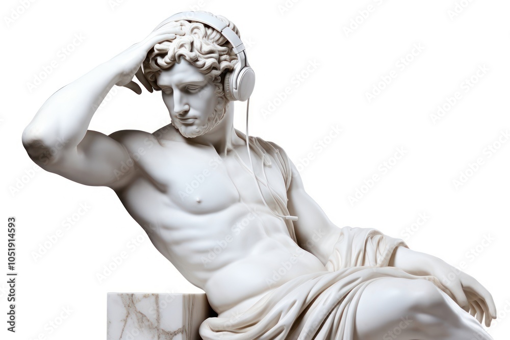 Obraz premium Greek sculpture person listening to music statue adult human.